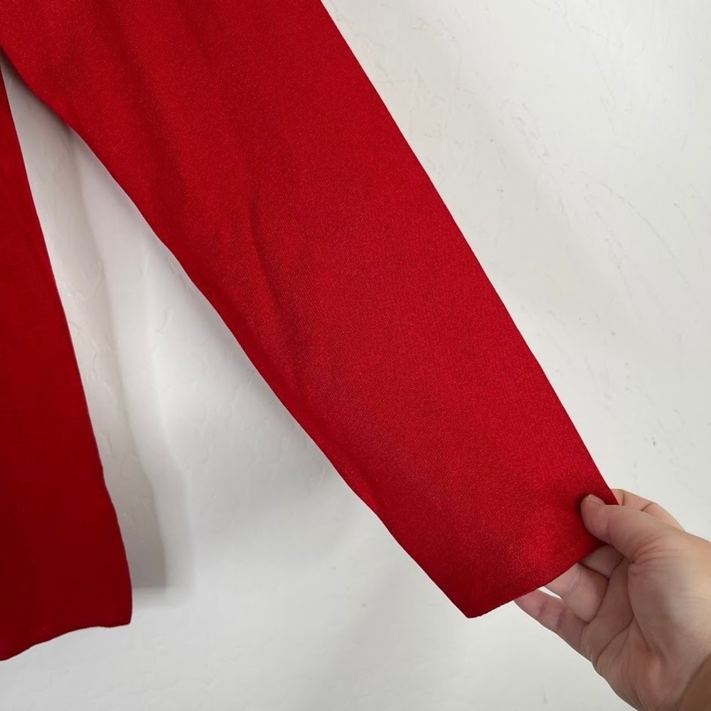Exclusively‎ Misook Mock Neck Long Sleeve Acrylic Top Red Career Office Large - Picture 4 of 11